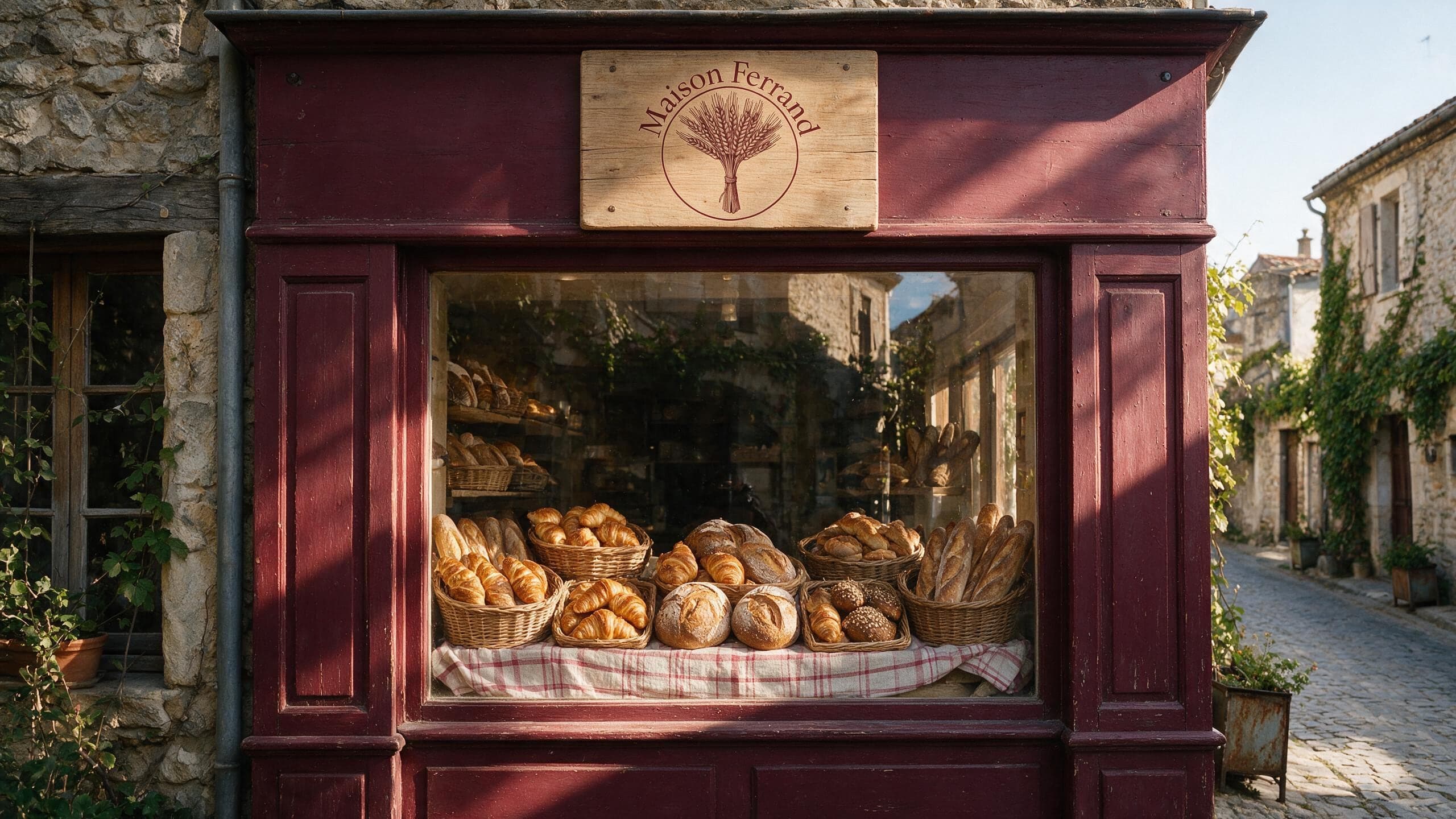 Le logo posé sur la devanture de la boulangerie, photo de rue