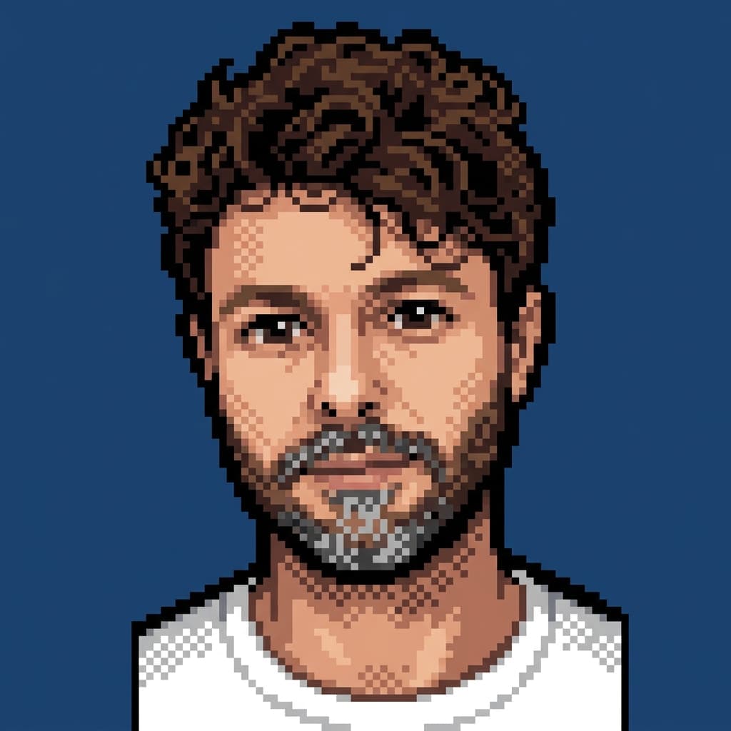 Das 16-Bit-Charakterporträt: große Pixel, kurze Palette, Dithering auf der Haut, schwarze Kontur