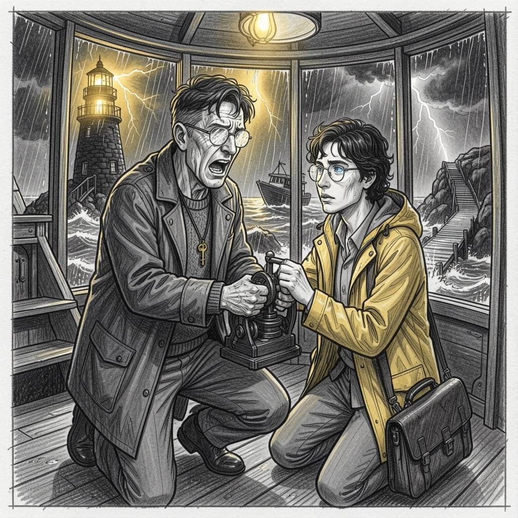 اللوحة 6: المقبض والقارب ينجرف نحو الشعاب